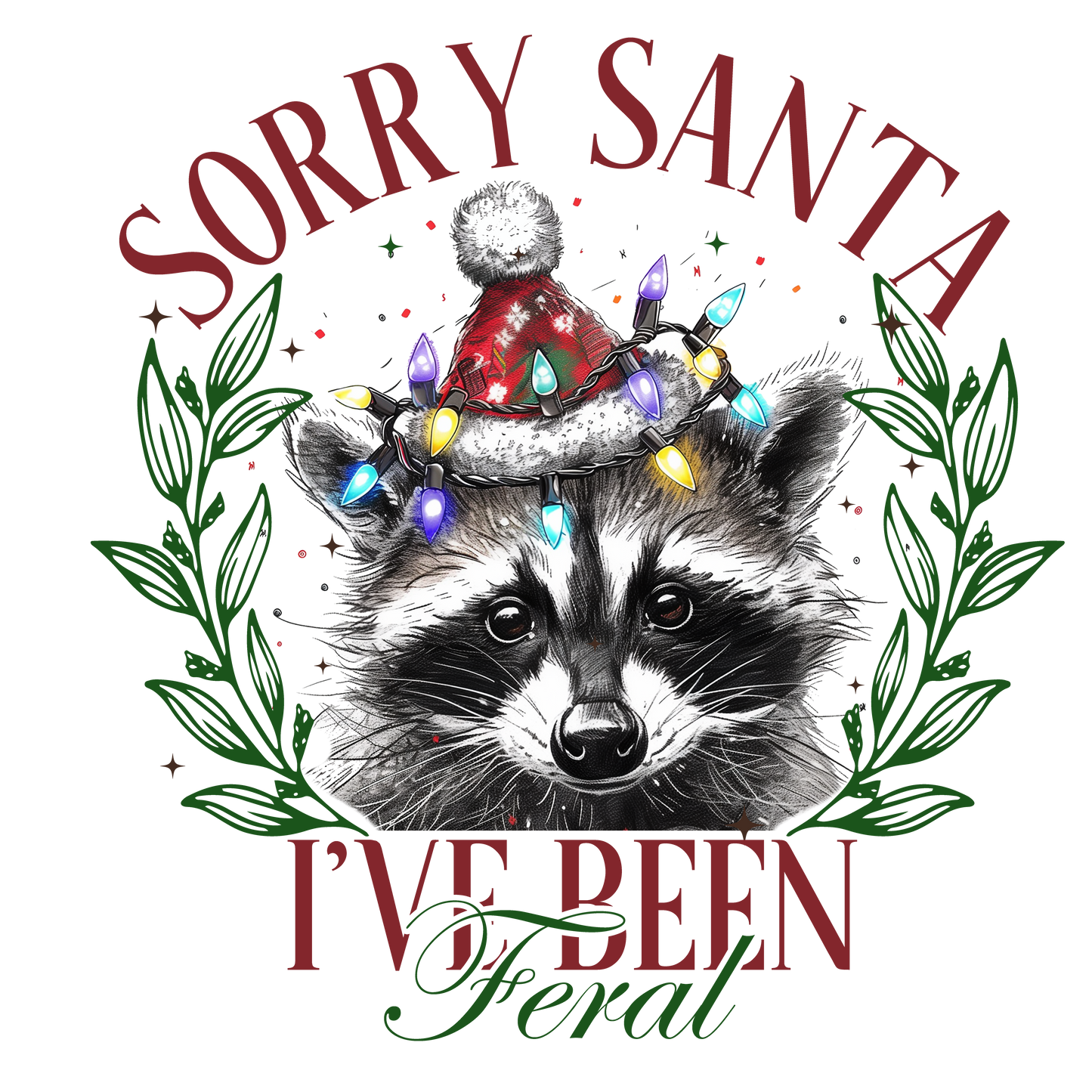 Christmas Raccoon DTF Transfer