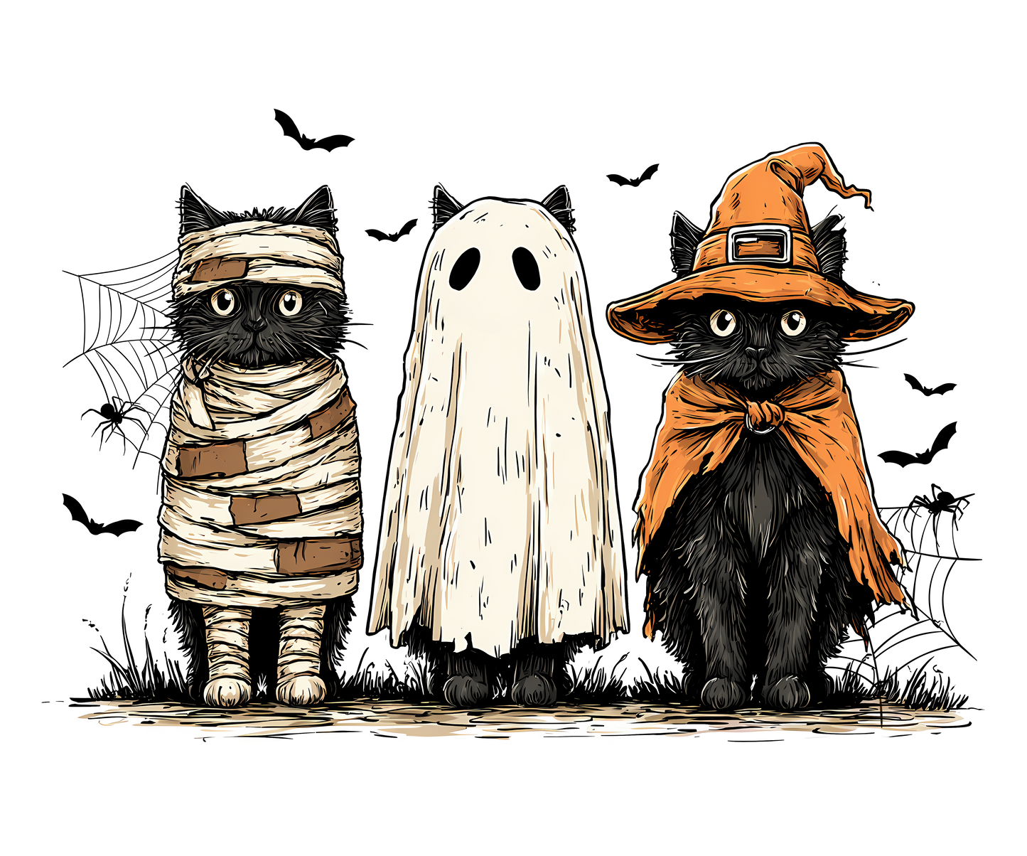 Three Cat Halloween DTF Transfer