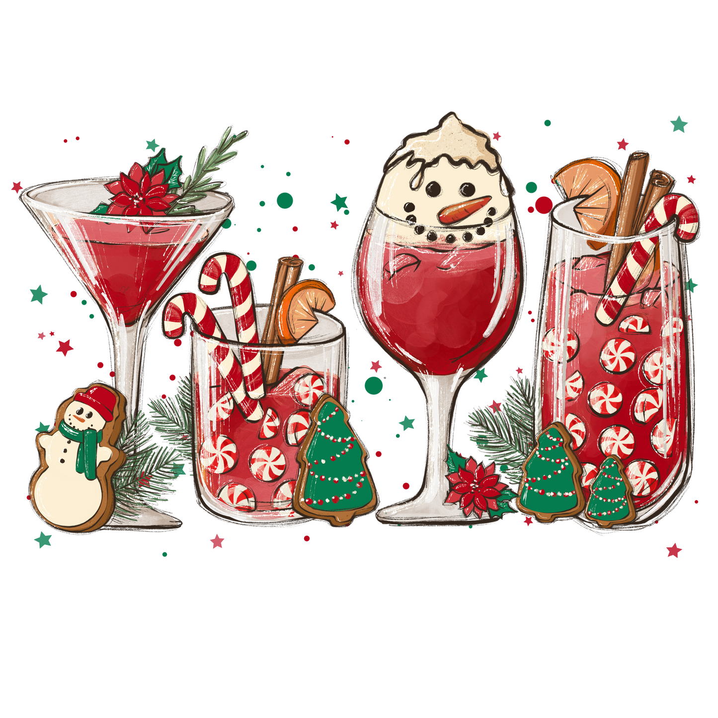 Christmas Cocktail DTF Transfer