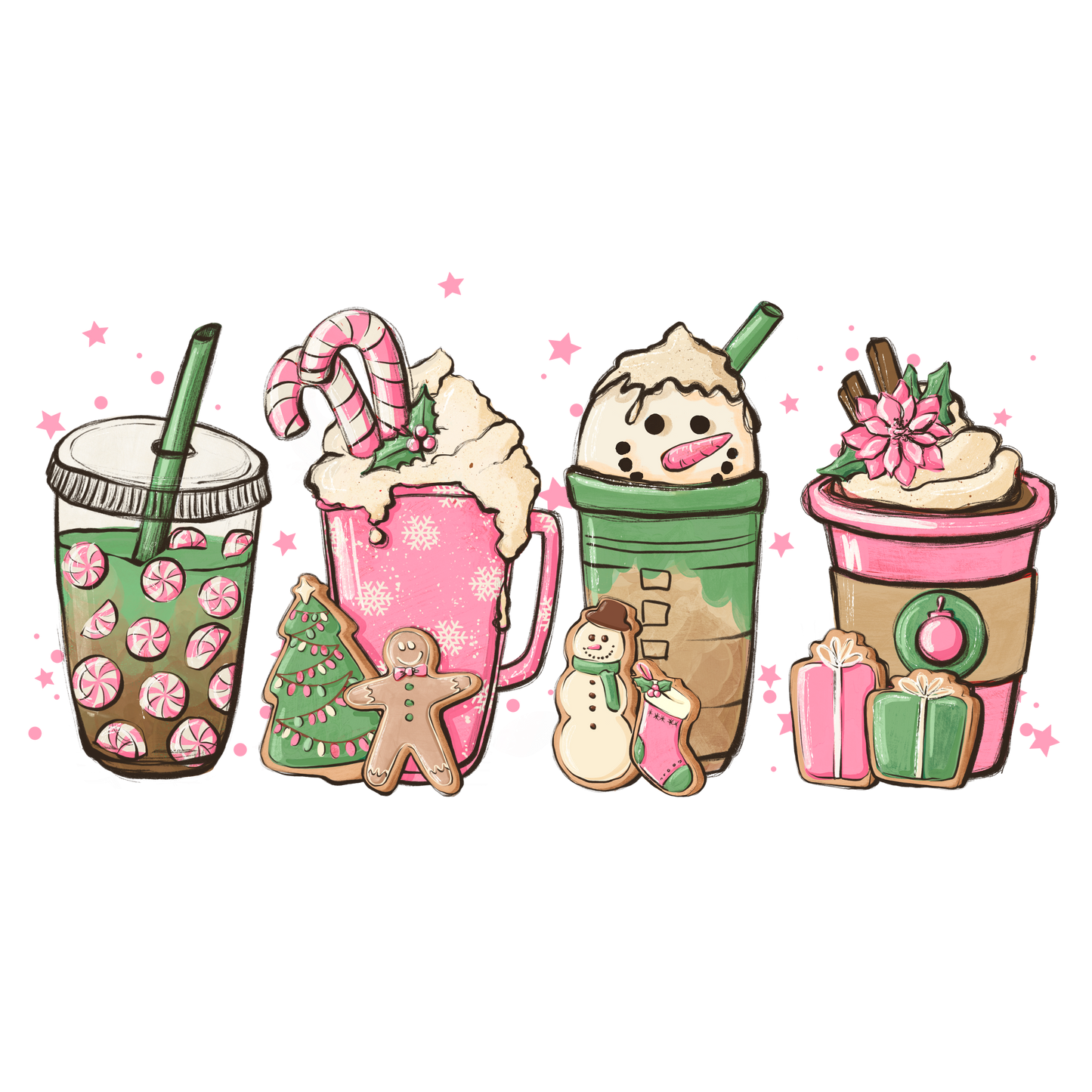 Pink Snowman DTF Transfer
