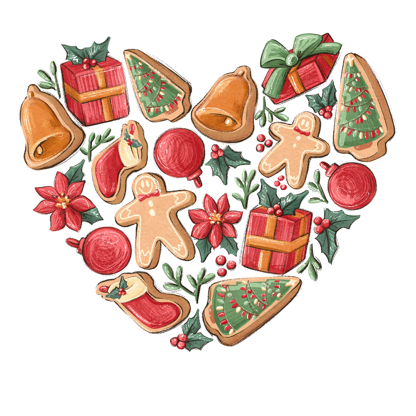 Christmas Heart DTF Transfer