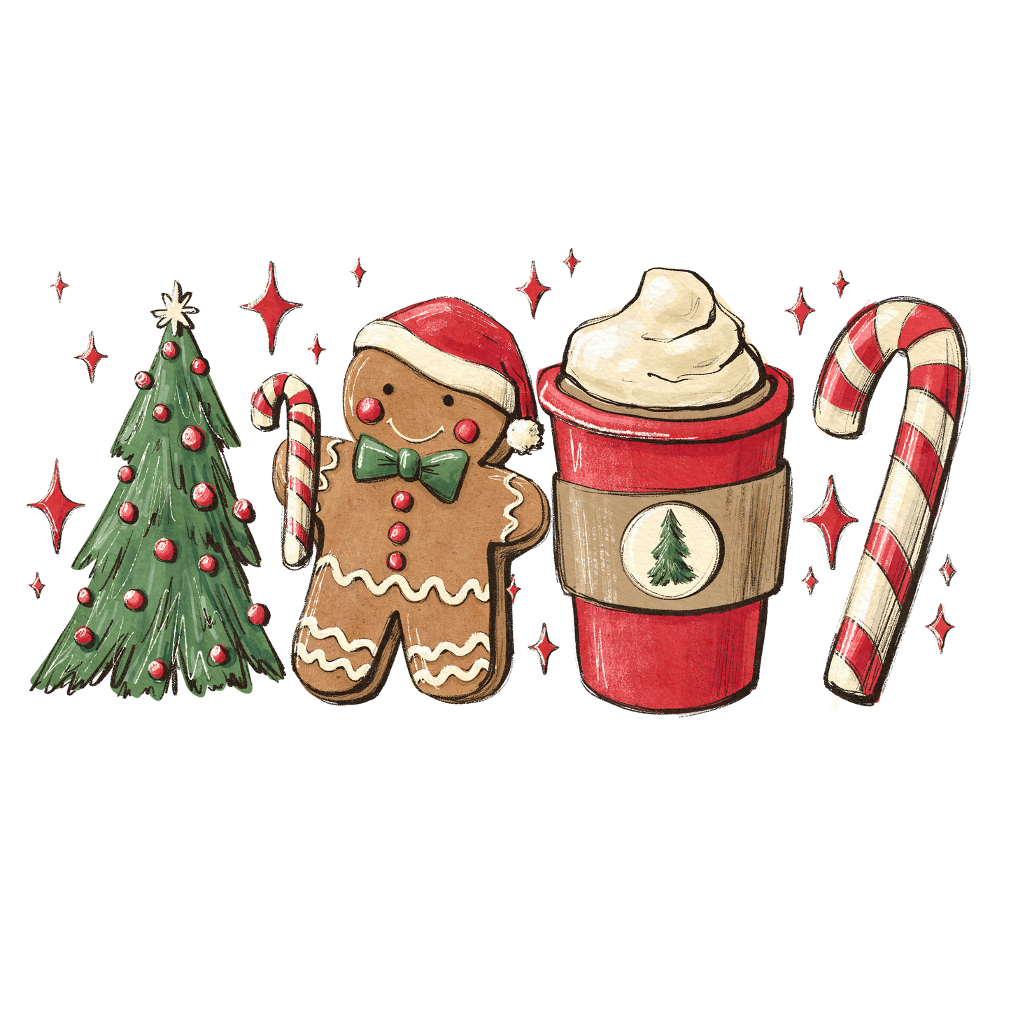 Red Gingerbread DTF Transfer