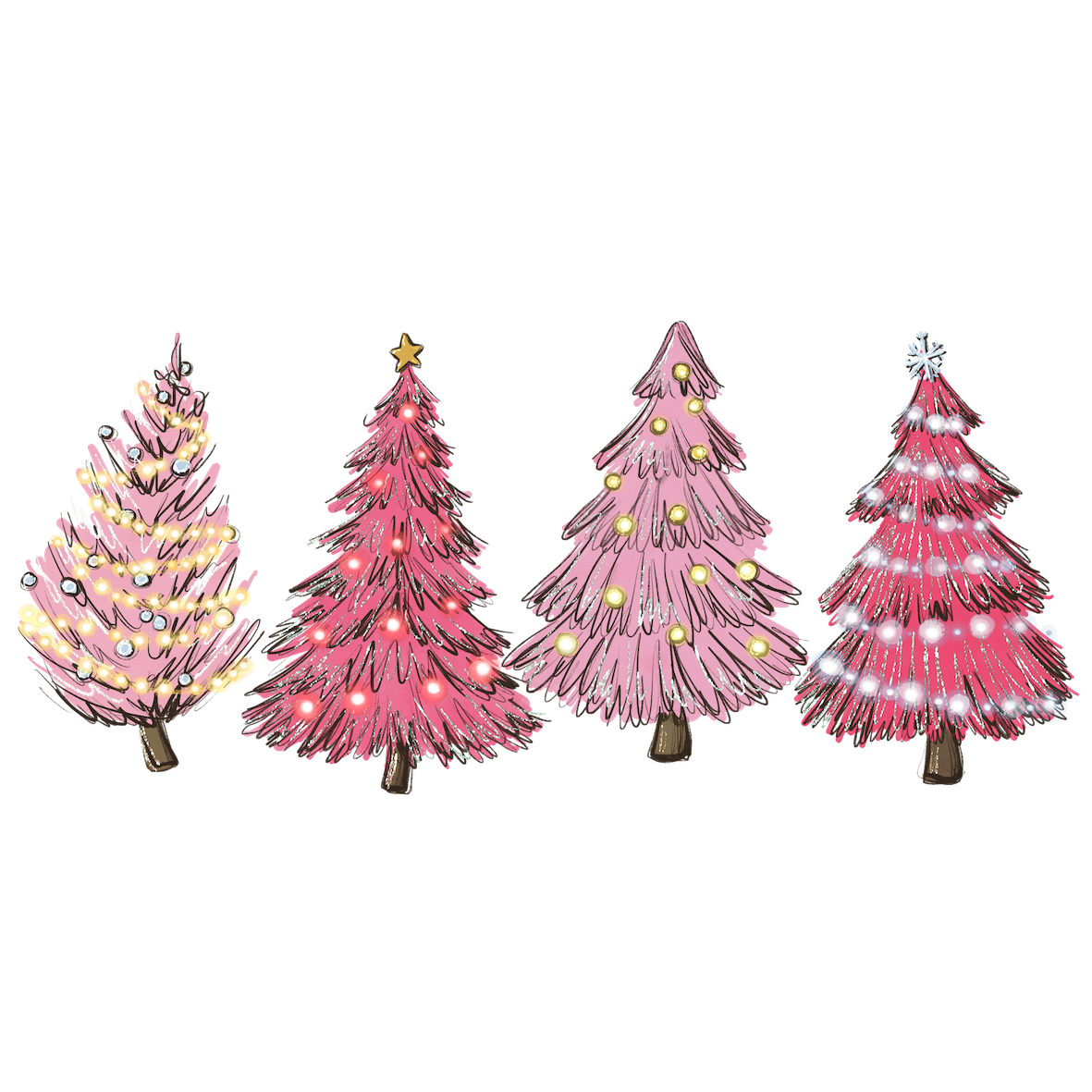 Pink Trees DTF Transfer