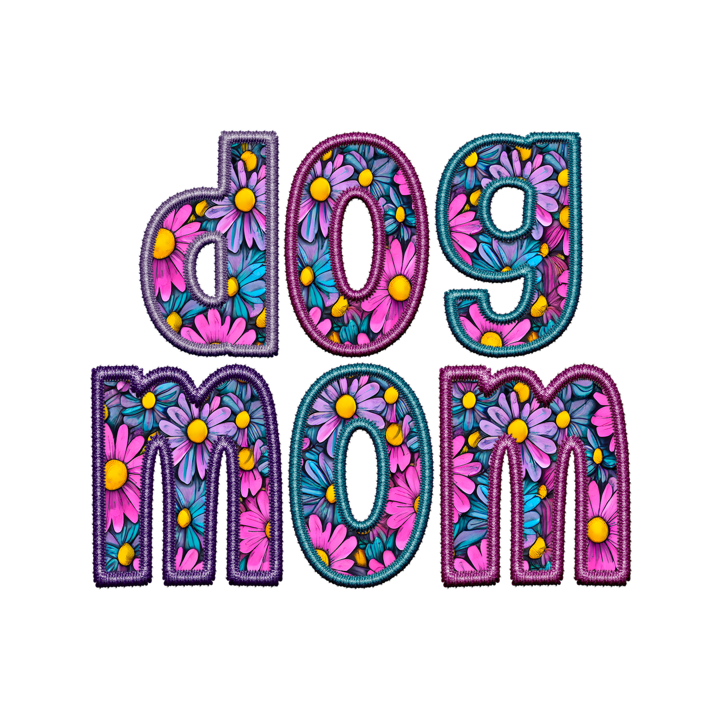 Dog Mom Embroidered DTF Transfers