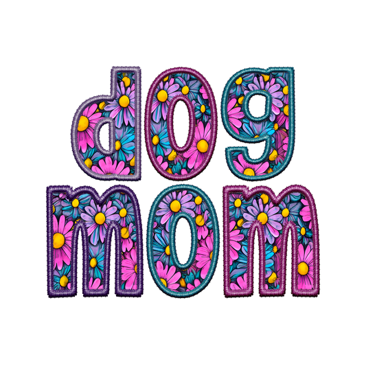 Dog Mom Embroidered DTF Transfers