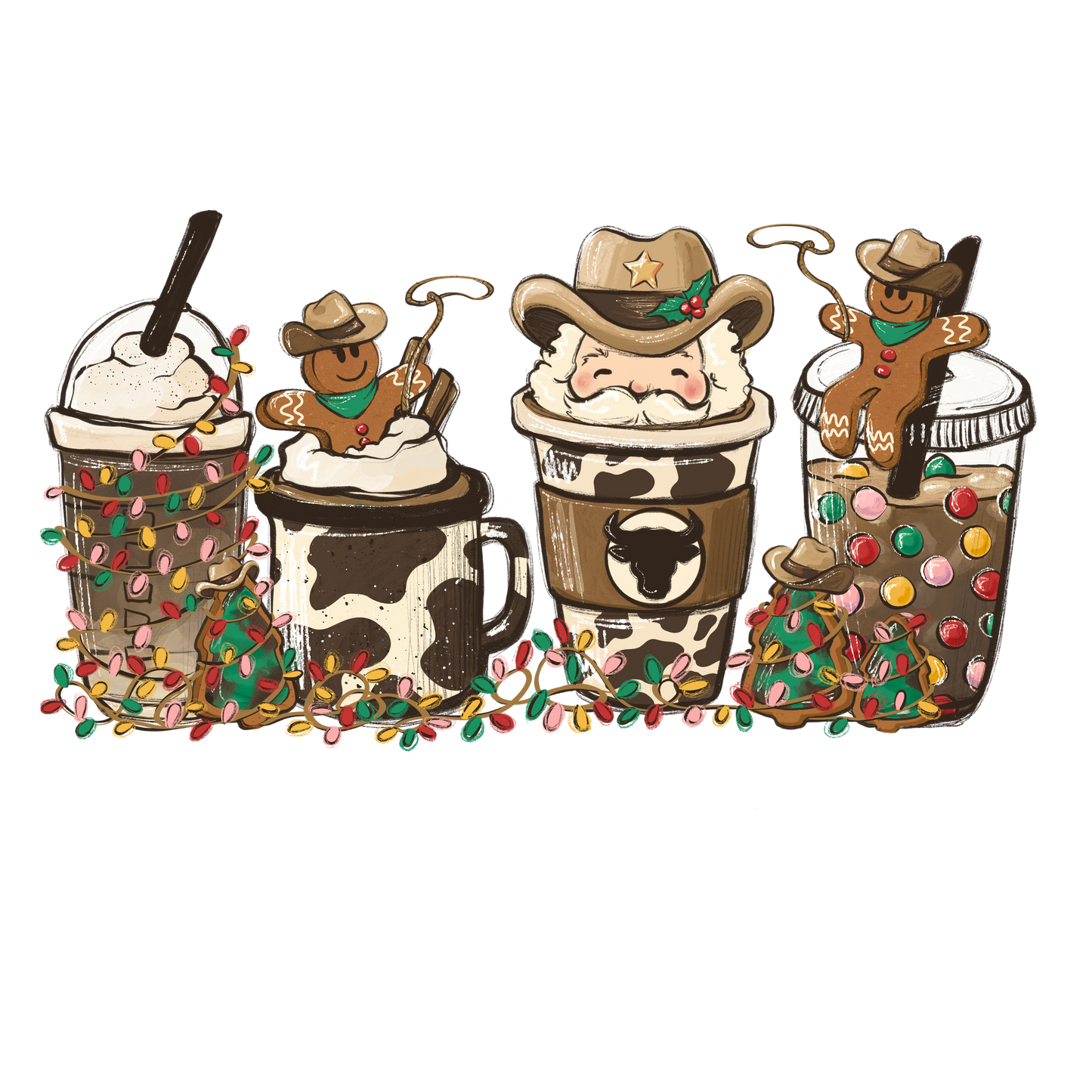Cowboy Christmas Latte DTF Transfer