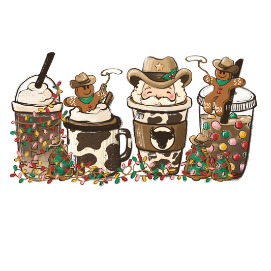 Cowboy Christmas Latte DTF Transfer
