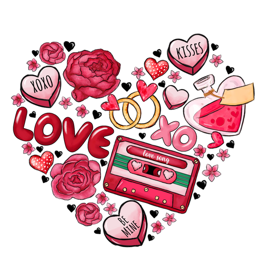 Love You Heart DTF Transfer