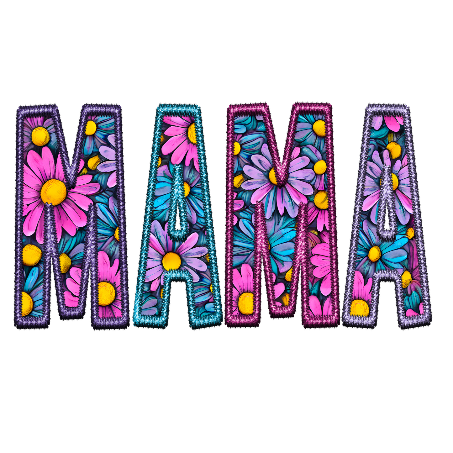 Mama Embroidered DTF Transfers