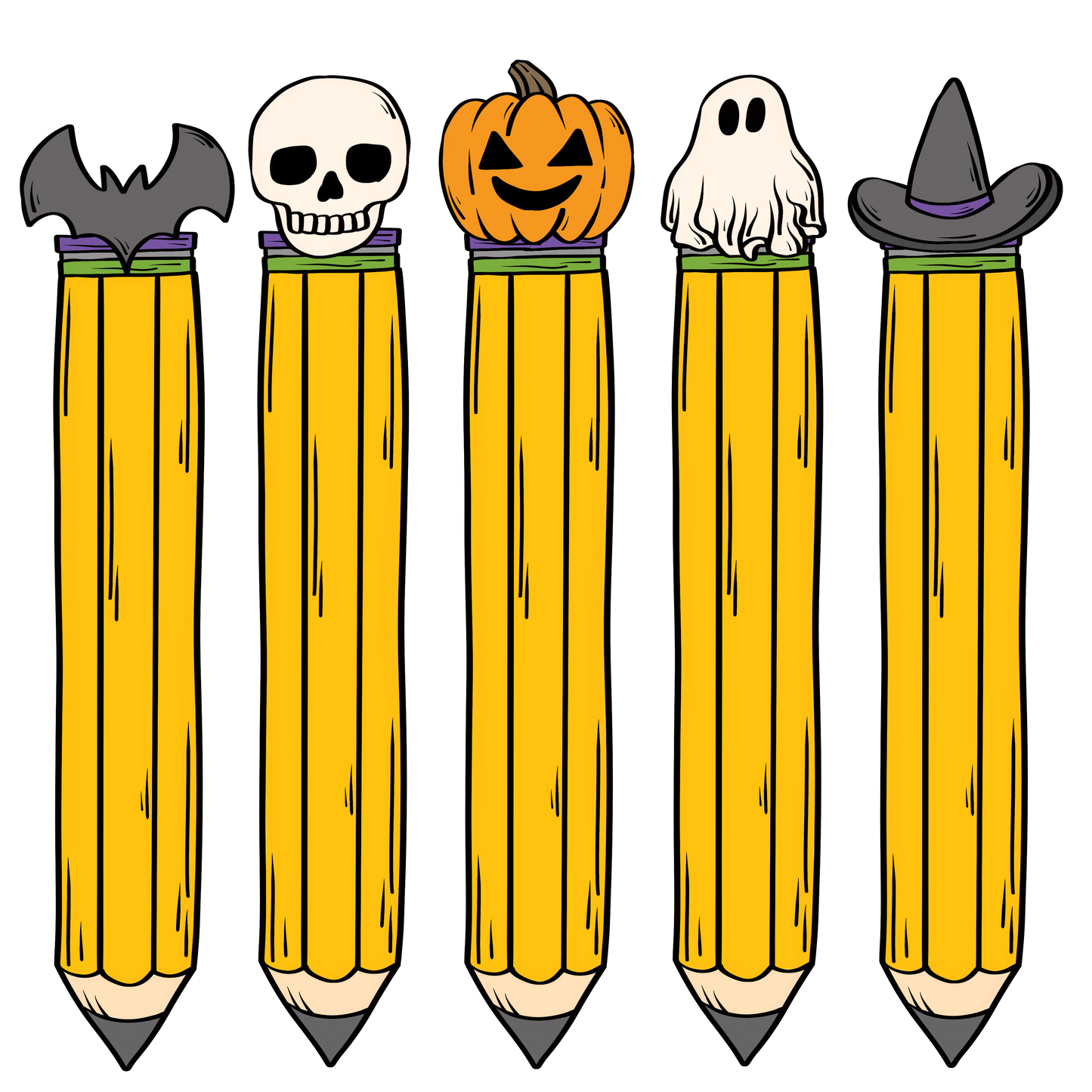 Teacher Halloween Pencils DTF Transfer