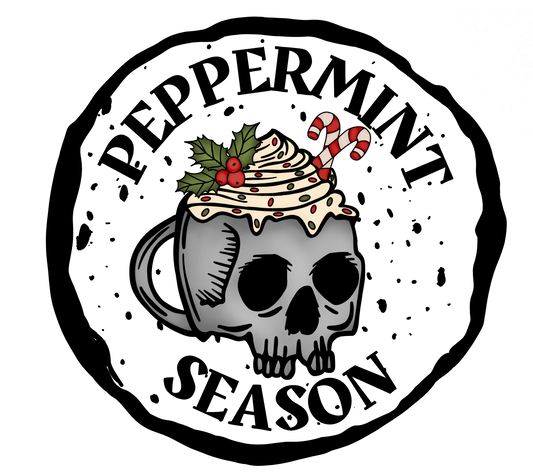 Peppermint Season Skull DTF Transfer