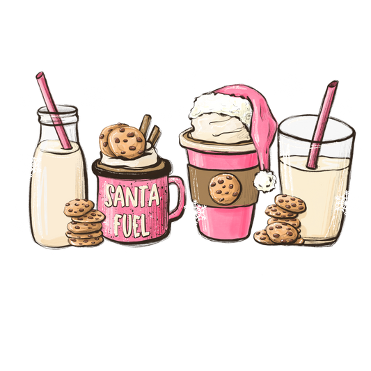 Pink Santa Latte DTF Transfer