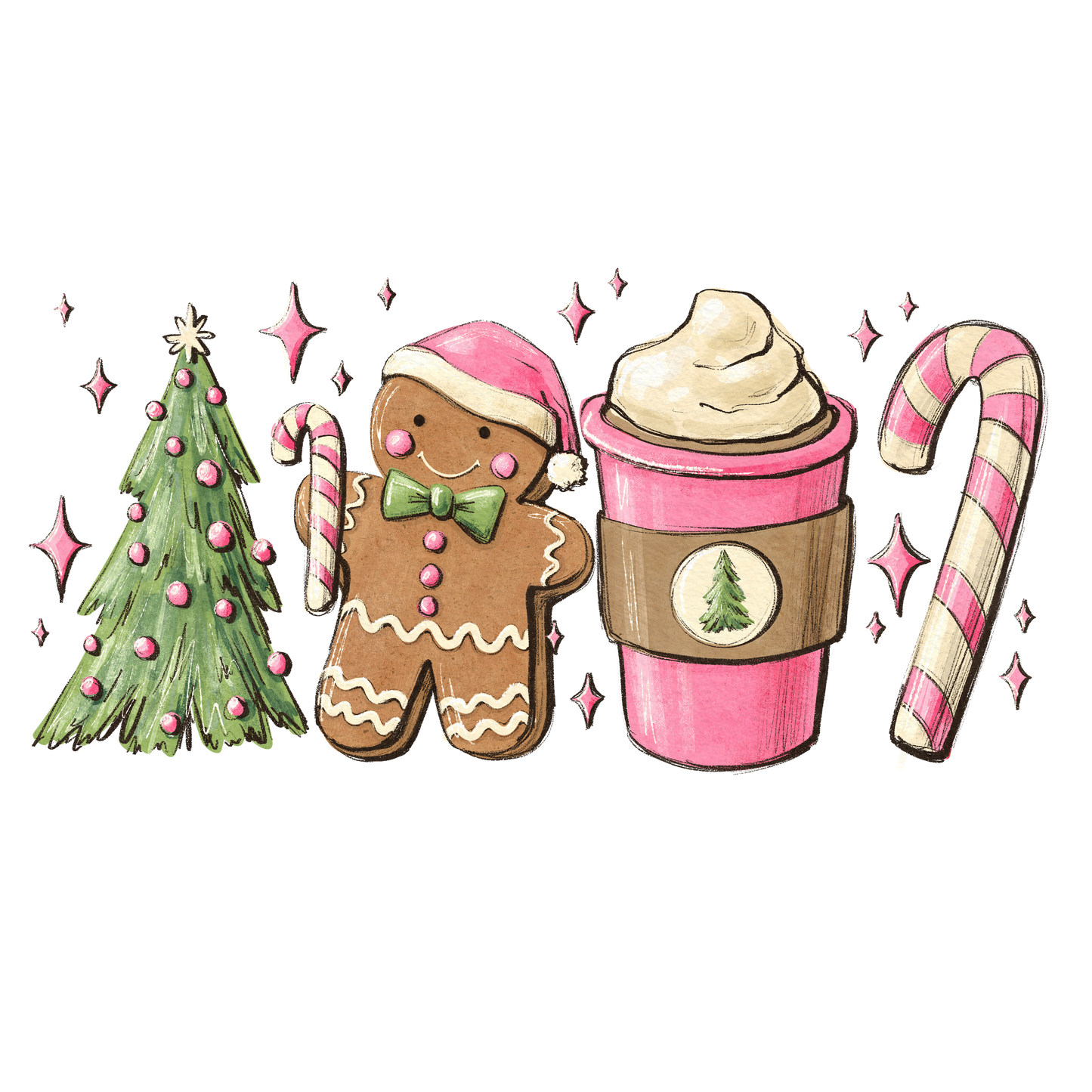 Pink Gingerbread DTF Transfer