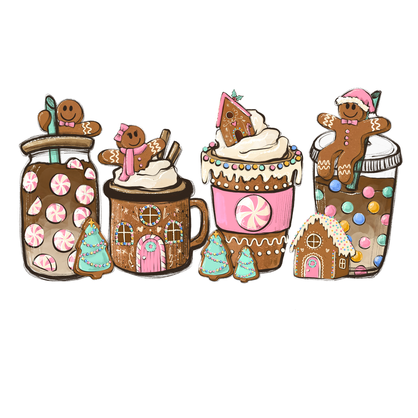 Pink Gingerbread DTF Transfer