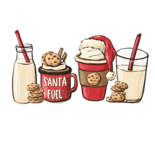 Red Santa Latte DTF Transfer