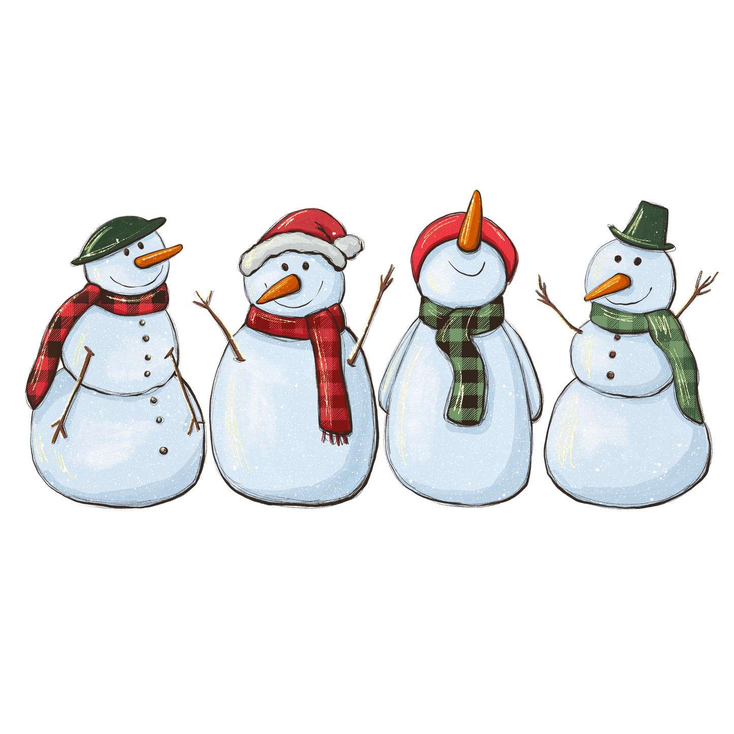 Four Snowman DTF Transfer