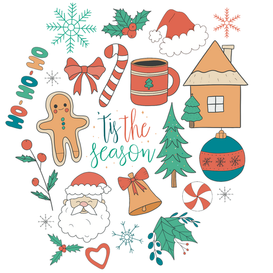Christmas Doodles DTF Transfer
