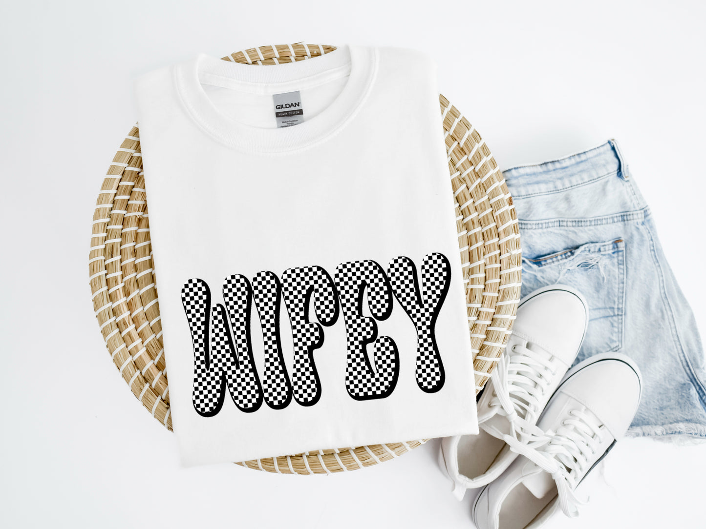 Checkered Wifey Shirt/Crew