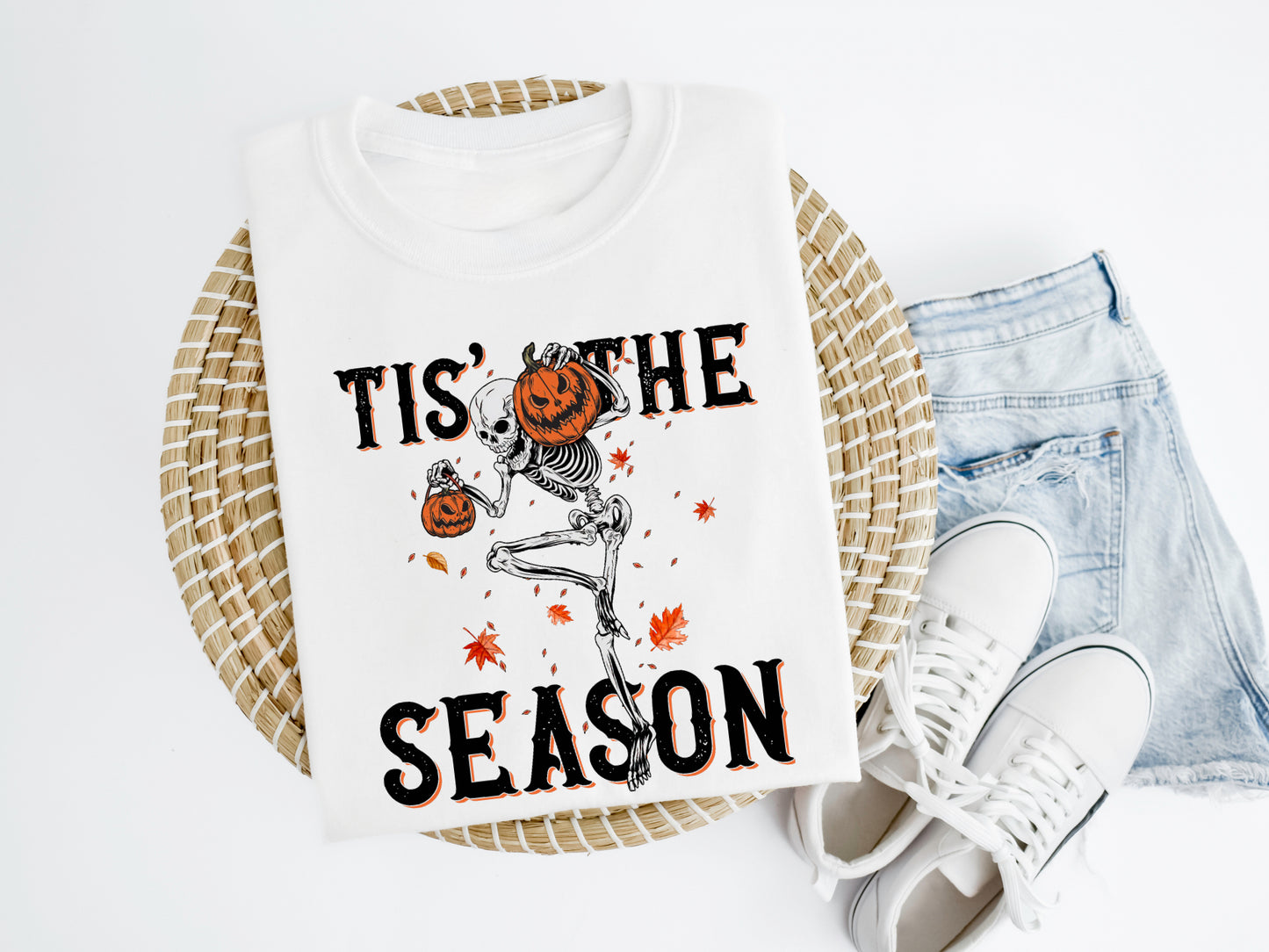 Tis the Season Pumpkin Skeleton Shirt Crew