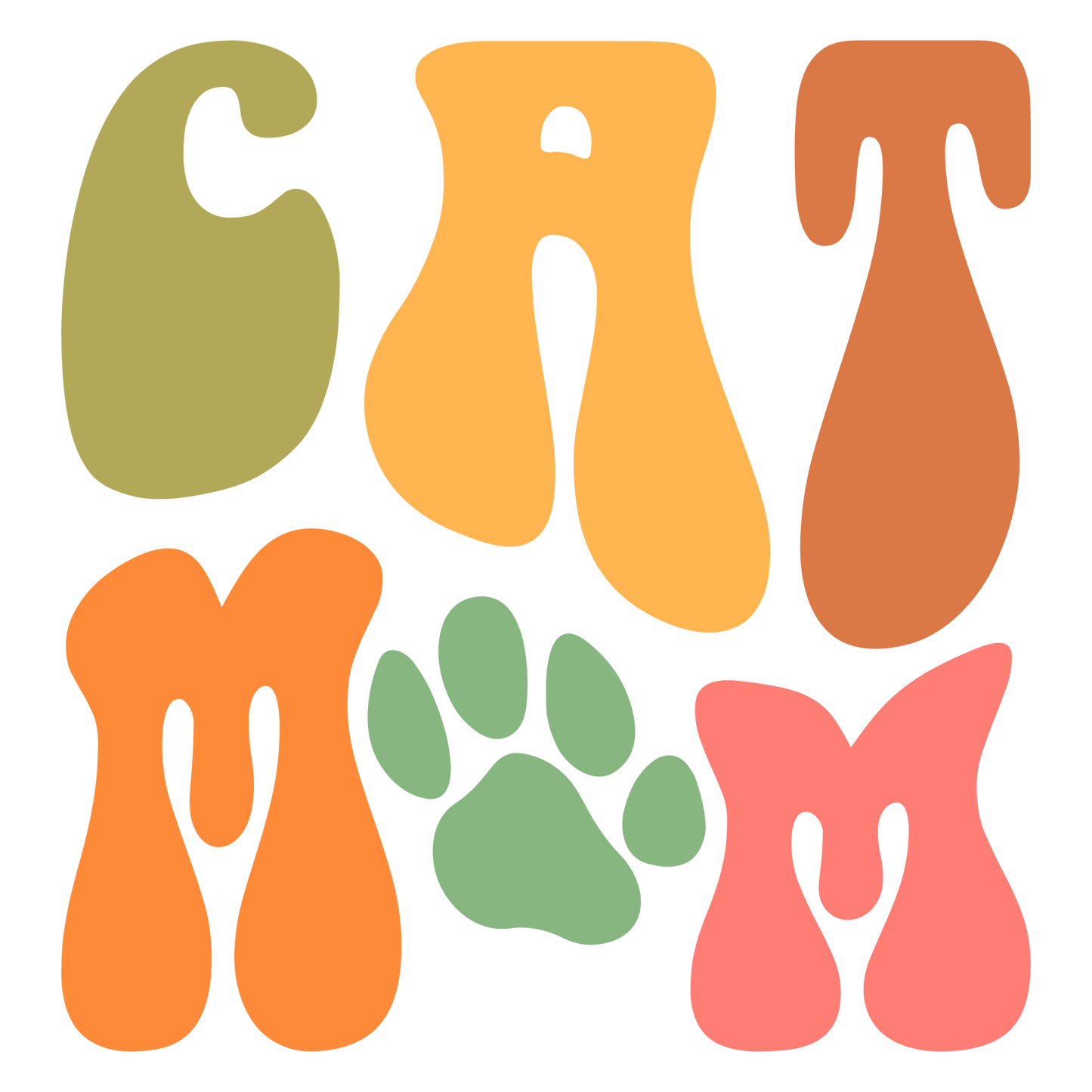 Retro Cat Mom DTF Transfers