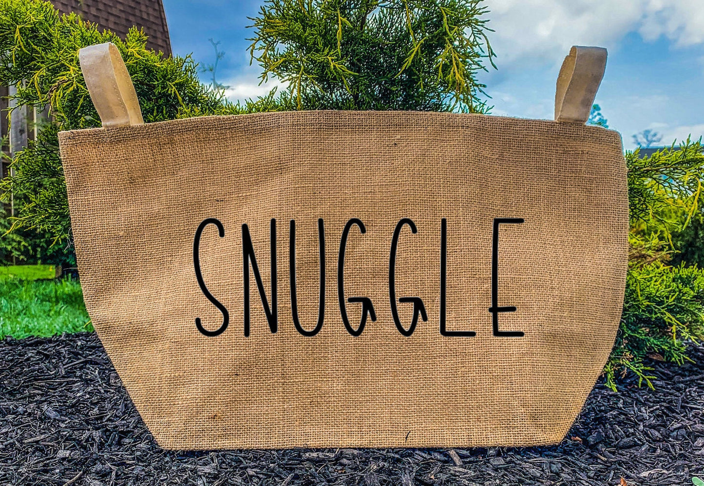 Snuggle Burlap Bin