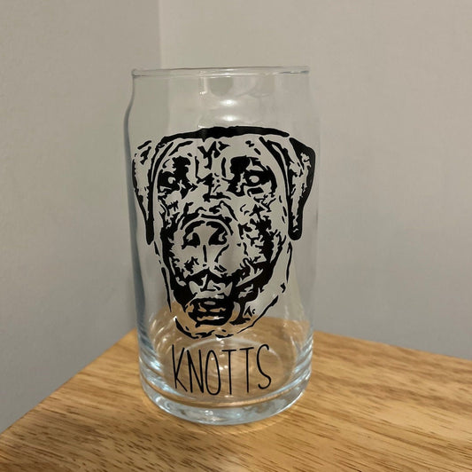 Custom Dog Portrait Glass Beer Can
