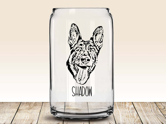 Custom Dog Portrait Glass Beer Can