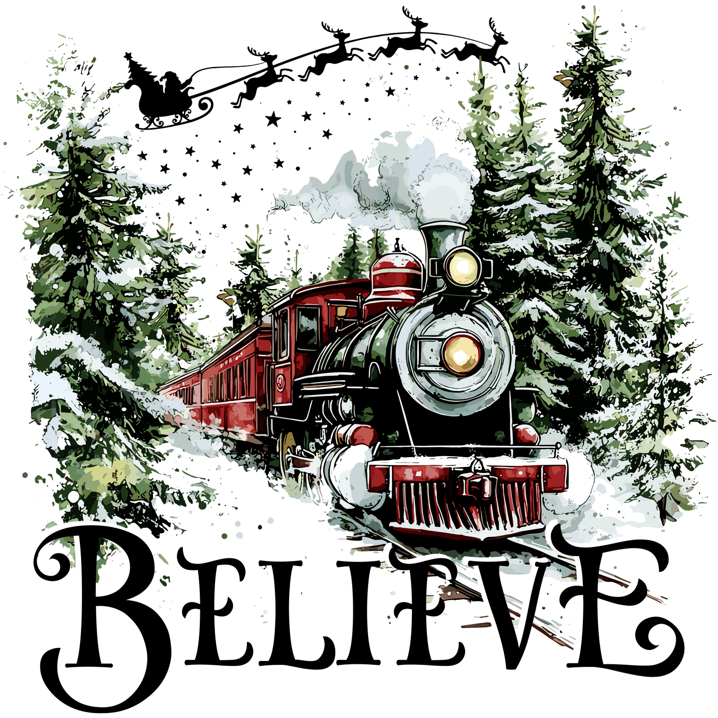 Believe Christmas Train DTF Transfer