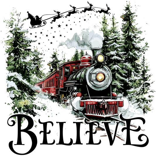 Believe Christmas Train DTF Transfer