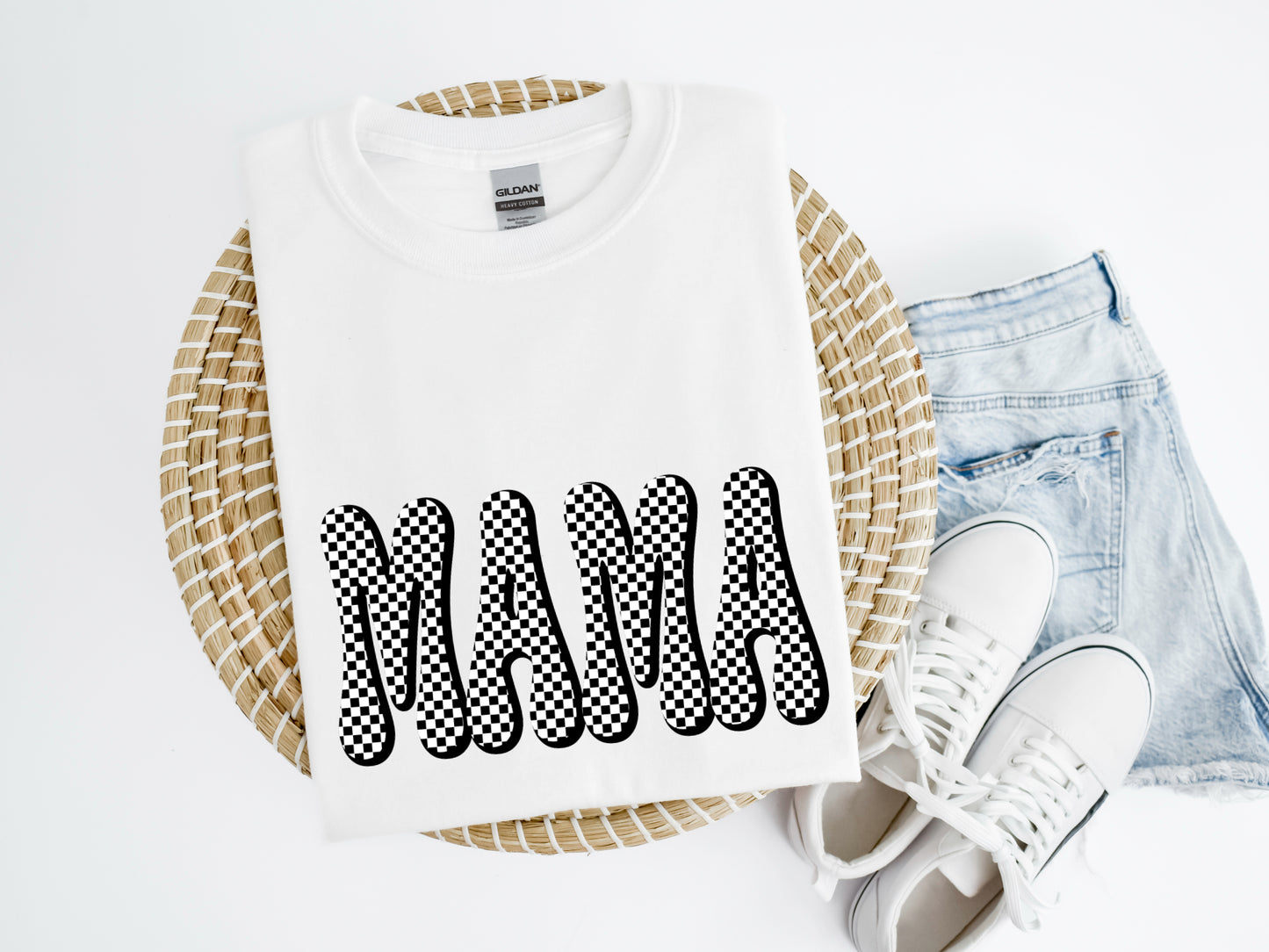 Checkered Mama Shirt/Crew