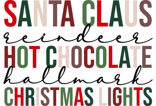 Santa Hot Chocolate Christmas Lights DTF Transfer
