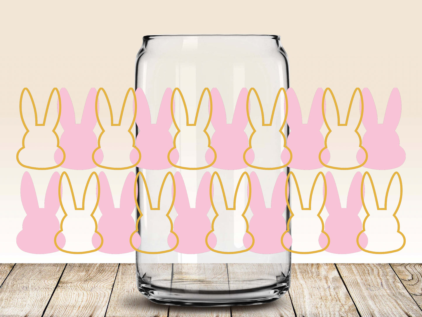Outline Bunny Glass Can