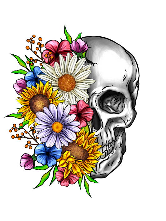 Skull Flower DTF Transfers