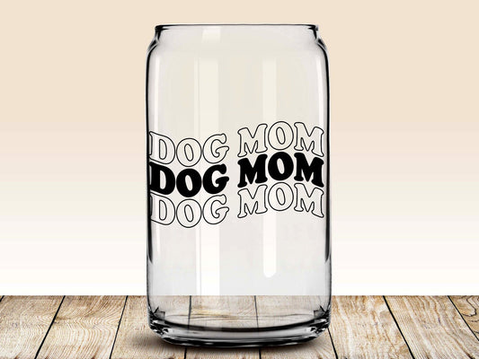 Dog Mom Glass Beer Can