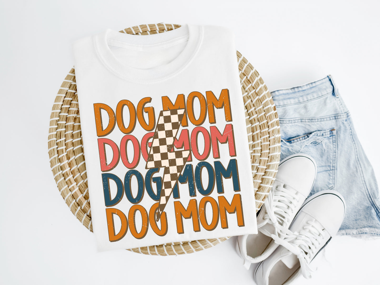 Dog Mom Retro Lightning Shirt/Crew